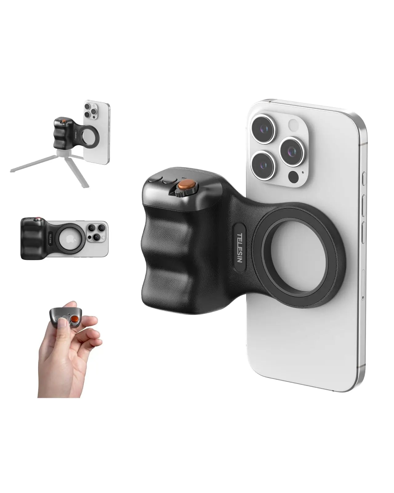 TELESIN Fun Shot Magnetic Phone Camera Grip + C03 Magnetic Selfie Light Bundle Kit Compatible with IPhone & Android