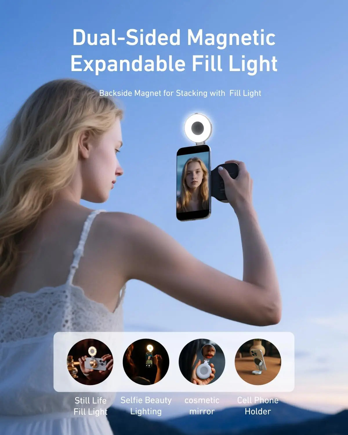 TELESIN Fun Shot Magnetic Phone Camera Grip + C03 Magnetic Selfie Light Bundle Kit Compatible with IPhone & Android