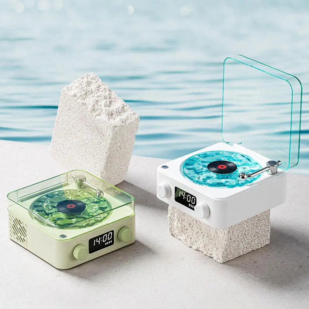 Vinyl Player Bluetooth Speaker with White Noise Retro Turntable Speaker Sleep Aid Vitrola Shaped Speaker with RGB Light