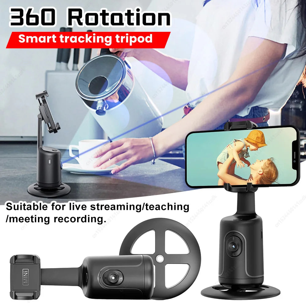Auto Face Tracking Gimbal 360 Rotation Desktop Tracking Gimbal Selfie Stick Tripod for Smartphone Video Vlog Auto Phone Holder